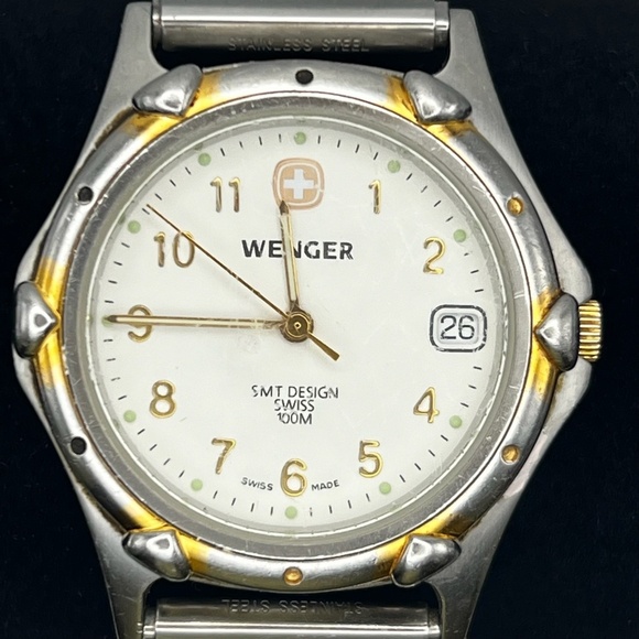 Wenger Vintage 2000 Swiss Army SMT Design Silver Gold tones Unisex Watch Working - Picture 7 of 10